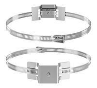 Adjustable Bracket Set for Sign Mounting On Pole, Crafted from 304 Stainless Steel, Two Pieces with Bolts and Clamps, Fits Poles 4 to 15 Inches, Suited for CCTV, Solar Panels, and Other Uses