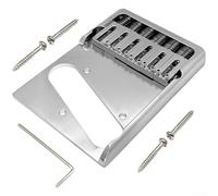 Adjustable Brass Guitar for Bridge for tl Type Asymmetrical Plate 6 String Saddle Set 104x78mm for Precision Playability(Silver)