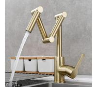 Adjustable Brass Kitchen Faucet with 3 Swivel Arms Single Hole DeckMount Mixer Tap for Hot & Cold Water Chrome Finish Perfect for Modern Kitchens