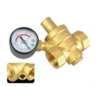 Adjustable Brass Water Pressure Regulator with Pressure Gauge for Consistent Water Flow in Indoor, Outdoor, and RV Plumbing Applications