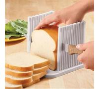 Adjustable Bread Slicer Cutting Guide with Foldable Design and Crumb Tray for Homemade Bread, Toast, Cheese, Ham, and More with Easy Cleanup