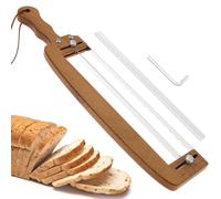 Adjustable Bread Slicer, Serrated Breads Bow Knife with Wooden Handle and Stainless Steel Blade, Sourdough Knife with 1/4 to 1.75 inch Thickness Guide, Handed Bread Cutter for Crusty Loaf, Bagel, Cake