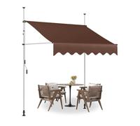 Adjustable Brown Patio ning 3.5M/11.5FT No Drilling Required Manual Crank Perfect for Balconies Terraces Doors & UV Protect Easy Installat