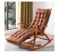 Adjustable Brown Wooden Garden Rocking Chair - Indoor/Outdoor Folding Recliner, Comfortable Patio Swing for Beach & Poolside Relaxat