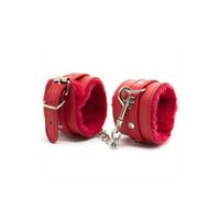 Adjustable Buckle Sex Handcuffs Bondage Faux Leather Soft Fur BDSM Fetish Slave Ankle Restraint UK (Red)