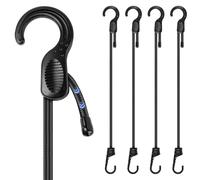 Adjustable Bungee Cords with Hooks, 4 PCS Bungee Straps | Freely Adjustable Length from 18-60 CM - Ideal for Tarps, Tents or Caravan Camping