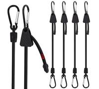 Adjustable Bungee Cords with Hooks: Upgrade 100cm Long Bungee Cords With Carabiner Clips Heavy Duty, Extra Strong Black Elastic Bungee Straps for Outdoor, Camping, Tarpaulin, Cargo, Tent, 4 PCS