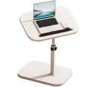 Adjustable C-Shaped Side Table, Small Rotating Sofa End Table, Narrow Sofa Table, Simple White Nightstand, Sliding and Versatile Design for Living Room and Bedroom