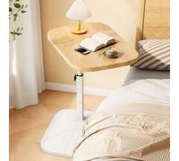 Adjustable C-Shaped Side Table with 360° Swivel Oval Top - Space-Saving Couch Table for Living Room Bedroom Sofa - Modern Wood End Table that Slides Under Furniture