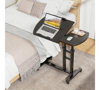 Adjustable C Shaped Side Table with Flip-up Panel and 360° Swivel Wheels, Ideal for Living Room, Bedroom, and Couch Use, Convenience and Mobility in Design