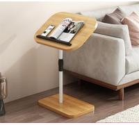 Adjustable C Table End Table, 360° Swivel Couch Flip Top Side Tables Small C Shaped Side Table with Wheels for Sofa Living Room and Bedroom Tv Tray Table, Drink Table,Snack Table (Log)