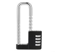 Adjustable Cabinet Combination Padlock with 4-Digit Code, 3.9-Inch Long Shackle, Zinc Alloy Body, Child Safety Lock for Cabinets, Drawers, Gyms, Schools, and(Black)