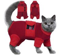 Adjustable Calming Suit Cat Clothes with Zipper, Anxiety Jacket Vest, Cat Apparel for Fireworks, Separation, Thunderstorms, Loud Noises, Comfortable Wrap Reduce Anxiety, Red X-Large