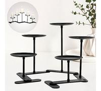 Adjustable Candelabra Candle Holder: 5 Candle Iron Candelabra Fireplace Candle Holder for Pillar Candles, Black
