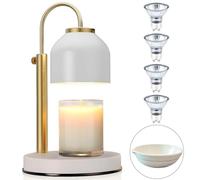 Adjustable Candle Warmer Lamp Uk With Timer & Dimmer, White Electric Wax Burner, Scentsy Candle Heater For Indoor Bedroom Hallway Decor, Flameless Aroma Warming Light, Work From Home Accessories