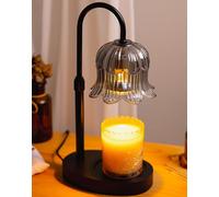 Adjustable Candle Warmer Lamp with Timer - Grey Lampshade + Black Base