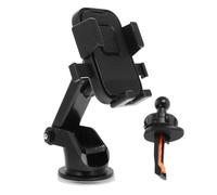 Adjustable Car Phone Holder Mount with Firm Suction Cup Rotation for Dashboard Windshield Compatible with Various Phone Black Cradle Stand for Vehicles