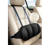 Adjustable Car Seat Lumbar Support Pillow Dual Straps Memory Foam Lower Back Waist Support Cushion with Convex Point Design Removable Cover for Vehicle SUVs Driving Travel Accessories Office Chair