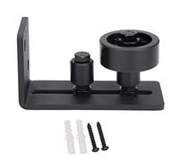 Adjustable Carbon Steel Sliding Barn Door Floor Guide Smooth Rolling Bearing System for 3 Inch Thickness Doors Black (Black Ordinary Double Wheels)