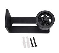 Adjustable Carbon Steel Sliding Barn Door Floor Guide Smooth Rolling Bearing System for 3 Inch Thickness Doors Black (Black Ordinary Big Wheel)