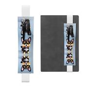 Adjustable Card Love Fancy Puppy Leather Pen Holder Bookmark White for Notebook Journals, Calendars, and Tablets