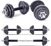 Adjustable Cast Iron Dumbbell Barbell Set - 15kg, 20kg, 30kg, 50kg Weight Set for Men & Women with Spinlock Bars & Plates (15, Kilograms)