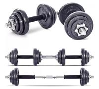 Adjustable Cast Iron Dumbbell Barbell Weight Set 15kg 20kg 30kg 50kg for Men & Women | Spinlock Chrome Bars | Home Gym Fitness Strength Training Equipment (Without Case, 30 Kg)