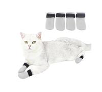 Adjustable Cat Anti-Scratch Shoes - Breathable Mesh Cat Booties Soft Protective Paw Covers Anti-Fall Pet Boots Pet Mittens for Bathing Grooming Vet Visits Cutting Nails (S,Gray)