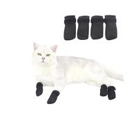 Adjustable Cat Anti-Scratch Shoes - Breathable Mesh Cat Booties Soft Protective Paw Covers Anti-Fall Pet Boots Pet Mittens for Bathing Grooming Vet Visits Cutting Nails (M,Black)
