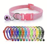 Adjustable Cat Collar with Bell - Multiple Colours - 19cm - 32cm (Baby Pink Paws)