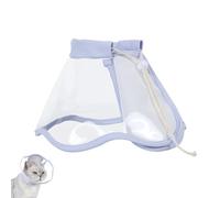 Adjustable Cat Cone Recovery Collar With Retractable Cord - Transparent Visible Surgery Collar for Post-Surgical Wound Healing, Bathing, Nail Trimming (Purple)