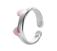 Adjustable Cat Ear Paw Print Animal Ring Adorable Cat Ear Shape Ring Cartoon Little Pet Gift for Women Girls