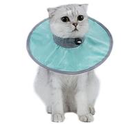 Adjustable Cat Recovery Collar Anti-Lick in Light Blue, Turquoise, Size M/L, Polyester with Metal Fasteners, 36-44g, 1pc