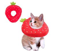 Adjustable Cat Recovery Collar, Cute Strawberry Neck Cone After Surgery, Wound Healing Protective Cone, Soft Edge Cat Cone for Kitten and Cats (M) (L)