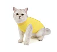 Adjustable Cat Surgical Recovery Suit for Dogs Kittens Spaying Pet Cat Vest Body Suits Breathable Soft Anti Licking Recovery Clothes for Abdominal Wounds Protector Skin Diseases (YellowM:4.4-8.8Ibs)
