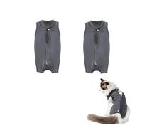Adjustable Cat Surgical Recovery Suit for Dogs Kittens Spaying Pet Cat Vest Body Suits Breathable Soft Anti Licking Recovery Clothes for Abdominal Wounds Protector Skin Diseases (2PCS Grey M)
