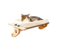 Adjustable Cat Window Perch, Soft Fleece Hammock Bed with Secure Wall Mount, Paw Print Design for Indoor Cats Relaxation