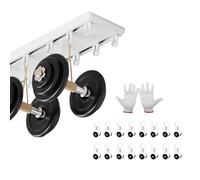 Adjustable Ceiling Curtain Rail Double Track Heavy Duty System with Pulley & Screws for Living Room Bedroom Room Divider, 0.86-5.60m, Silent Operation