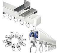 Adjustable Ceiling-Mounted ain Rod 50-600cm Aluminum Room Divider Track System Smooth Gliding Single Rail with Metal Clips forHome Decor & Versatile (570cm)