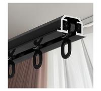 Adjustable Ceiling-Mounted Black Curtain Track System, 8-26ft Single Rail, Ideal for Living Rooms & Hospitals, Easy Installation, Complete 29.5ft (10m) Solution