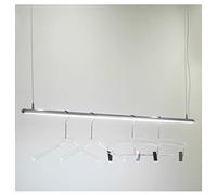 Adjustable Ceiling-Mounted Clothing Rack with LED Light - Silver Retail Display Shelf for Garments - 39"/1m Height Storage Hanger for Stores and Home Use