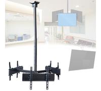 Adjustable Ceiling TV Bracket for 32-75 inch TVs, 3-Side/4-Side Mount, 1.2-2m Telescopic Range, Ideal for Airports, Supermarkets, Stations