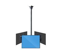 Adjustable Ceiling TV Mount for 32"-75" TVs - Heavy-Duty Steel Three-Screen Bracket Commercial Grade Tilt & Rotate Max 400x400mm Universal Fit