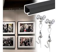 Adjustable Ceiling/Wall Mount Ture Track Gallery Rail System, Professional Art Hanging Tool with Sliding Pulleys, 65in Photo Display Shelf for Home Decor and Gallery Exhibits