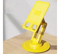 Adjustable Cell Phone Stand Accessories, 360°Rotating Phone Holder for Desk, Foldable Phone Holder, with Sturdy Metal Disc Base, for iPhone 16 15 14 13 12 Pro Max and All Smart Phones (Yellow)