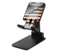 Adjustable Cell Phone Stand for Desk Foldable Mobile American Flag Veterans Day Phone Holder Cradle Dock Fit 4.0-8.0 Inch Smartphones Portable Travel Essentials Office Desktop Accessories Decor