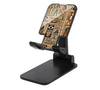 Adjustable Cell Phone Stand for Desk Foldable Mobile Ancient Egyptian Hieroglyph Phone Holder Cradle Dock Fit 4.0-8.0 Inch Smartphones Portable Travel Essentials Office Desktop Accessories Decor
