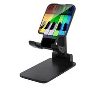 Adjustable Cell Phone Stand for Desk Foldable Mobile Colorful Piano Music Rainbow Phone Holder Cradle Dock Fit 4.0-8.0 Inch Smartphones Portable Travel Essentials Office Desktop Accessories Decor