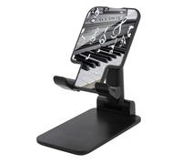 Adjustable Cell Phone Stand for Desk Foldable Mobile Piano Keys with Musical Notes Phone Holder Cradle Dock Fit 4.0-8.0 Inch Smartphones Portable Travel Essentials Office Desktop Accessories Decor