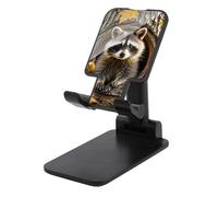 Adjustable Cell Phone Stand for Desk Foldable Mobile Raccoon in The Fall Tree Hole Phone Holder Cradle Dock Fit 4.0-8.0 Inch Smartphones Portable Travel Essentials Office Desktop Accessories Decor
